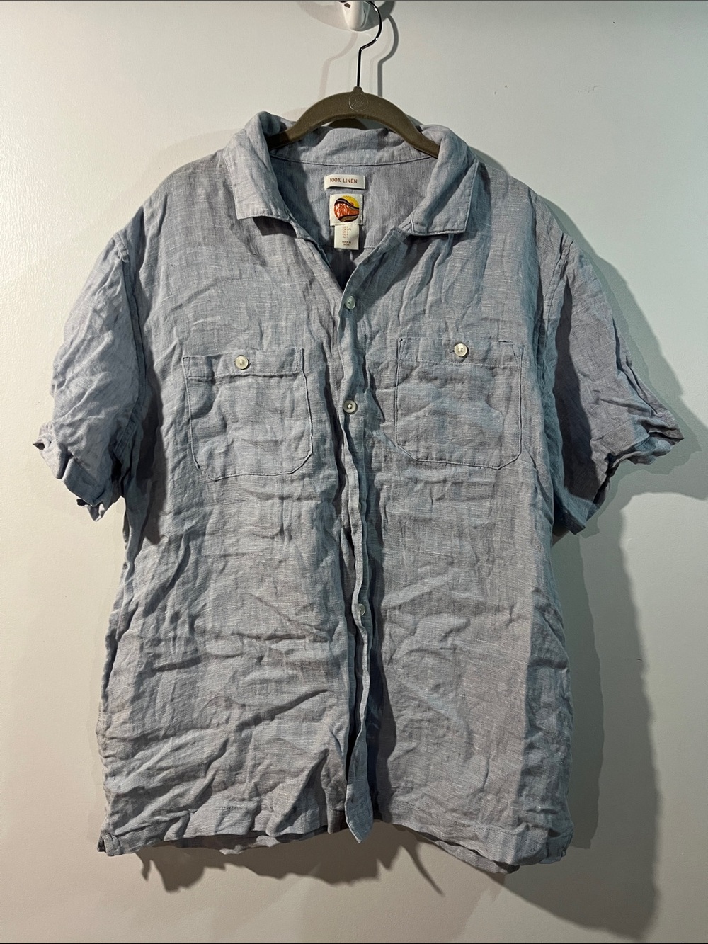 C&C California Light Blue Short-Sleeve Linen Button-Down Shirt